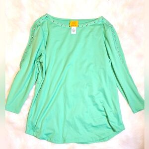 Ruby Rd. Plush Studded Keylime Crew With Long Sleeves MSRP 39.99